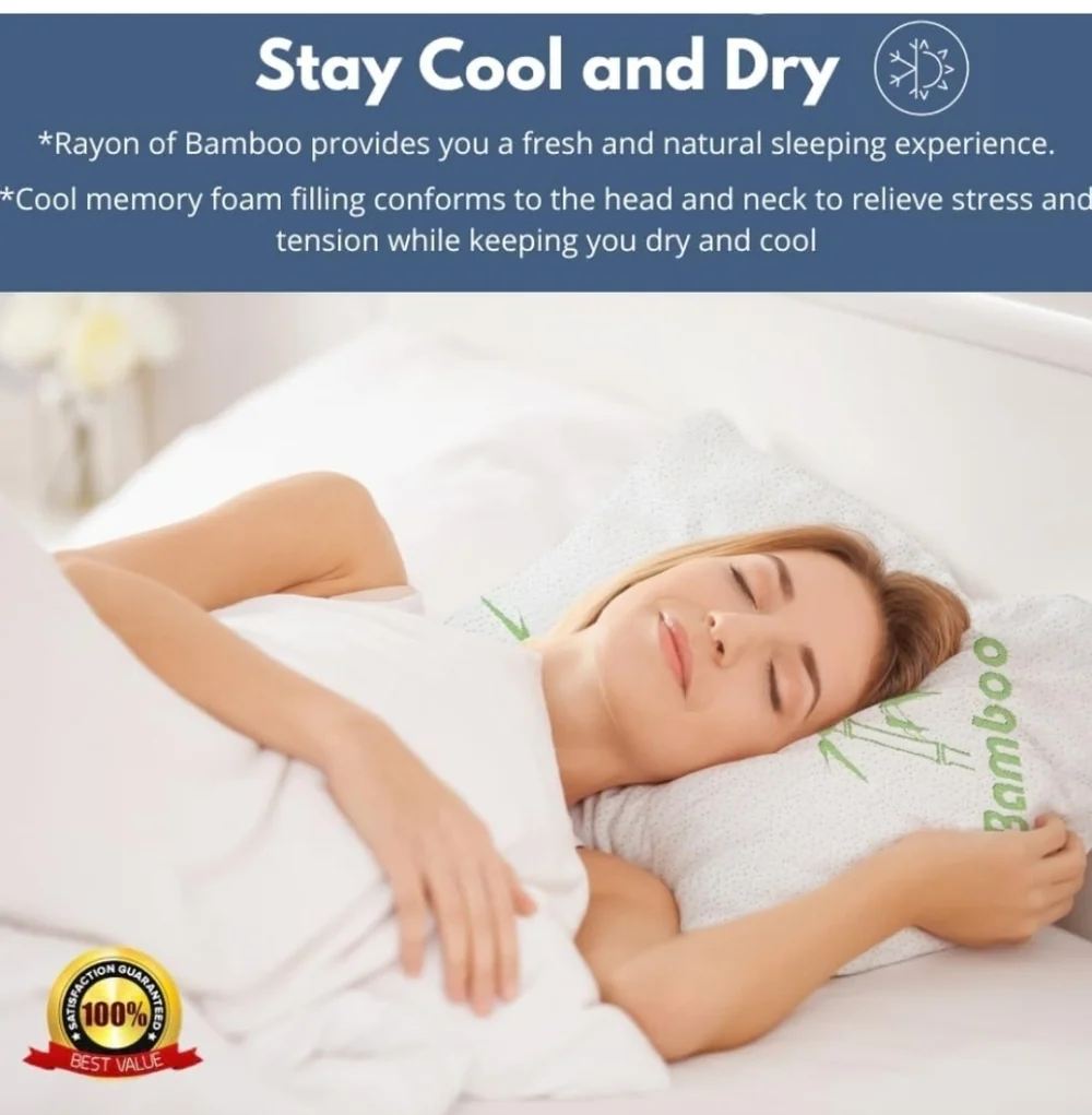 Bamboo Memory Foam Pillow Queen